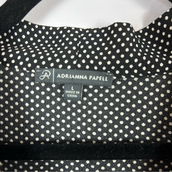 Adrianna Papell Black & White Polkadot Wrap Blouse with Cuffed Sleeves Size L - Picture 3 of 10